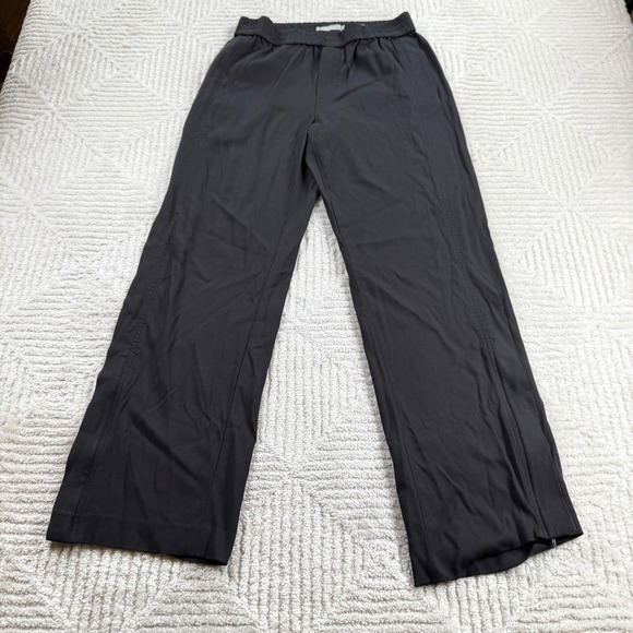 Vince Pants - Vince Track Pants Womens M Black Wide Leg Side Zip Quiet Luxury Minimalist Chic